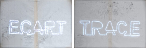 Trace Fil électroluminescent sur carte marine 105 x 75 cm