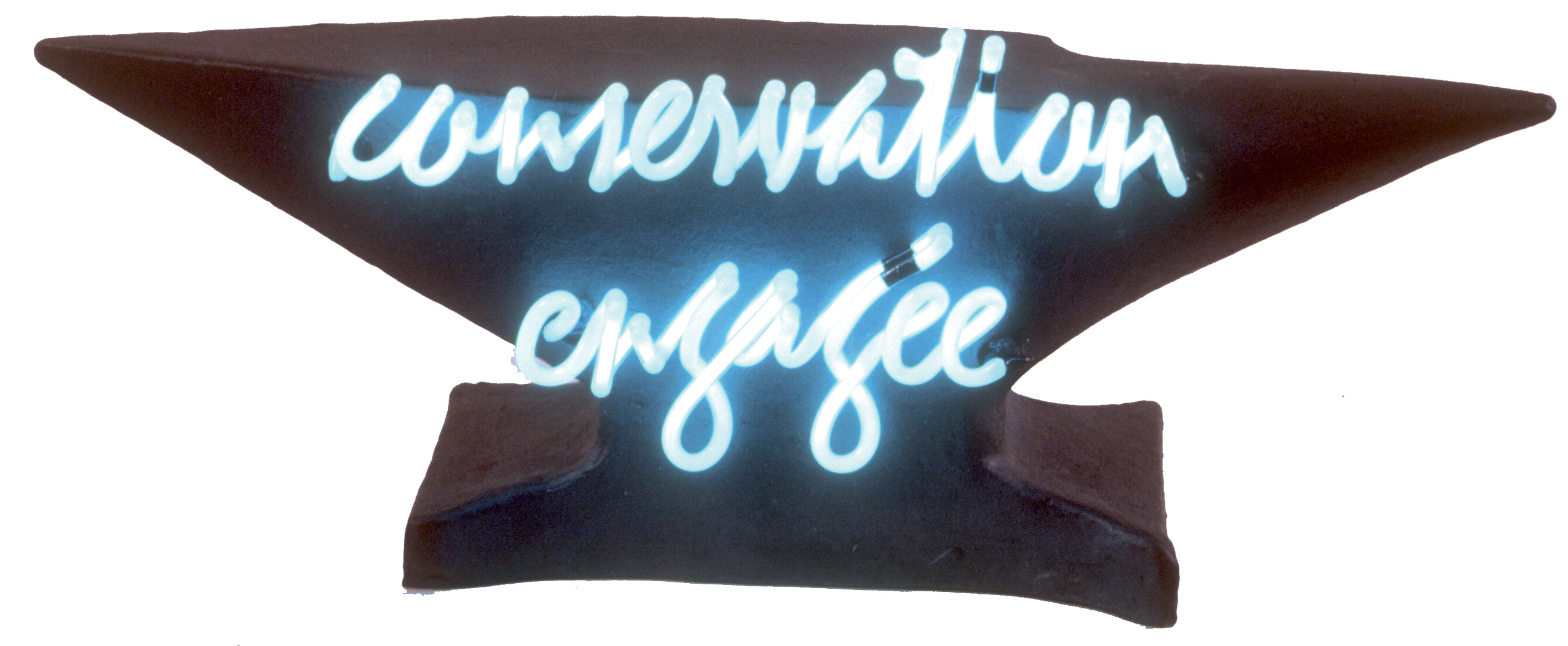 La fatigue du papier n° 79 Technique mixte, terre cuite émaillée et néon 16,5 x 49 x 15,5 cm