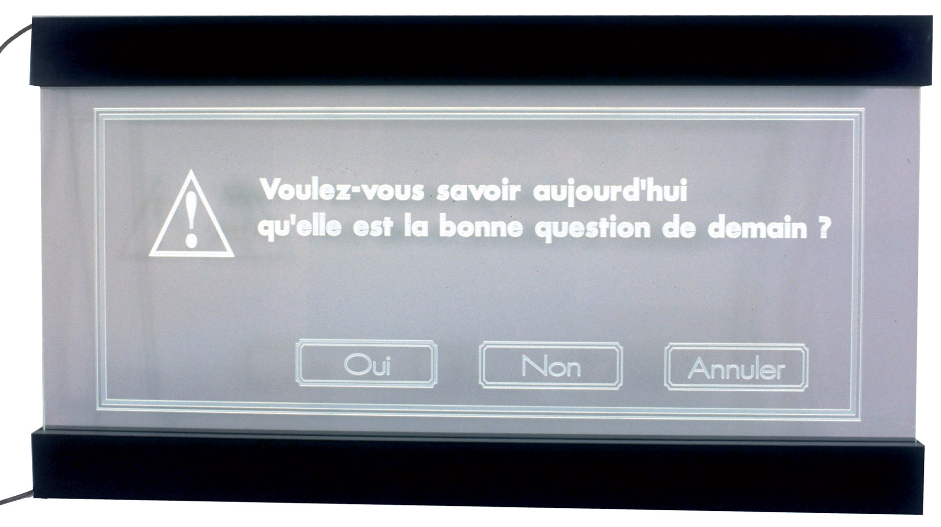 Art partner 4 Technique mixte, plexiglas gravé et sablé, éclairage néon, 110 x 110 cm