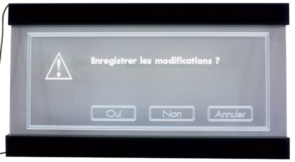 Art partner 5 Technique mixte, plexiglas gravé et sablé, éclairage néon, 110 x 110 cm