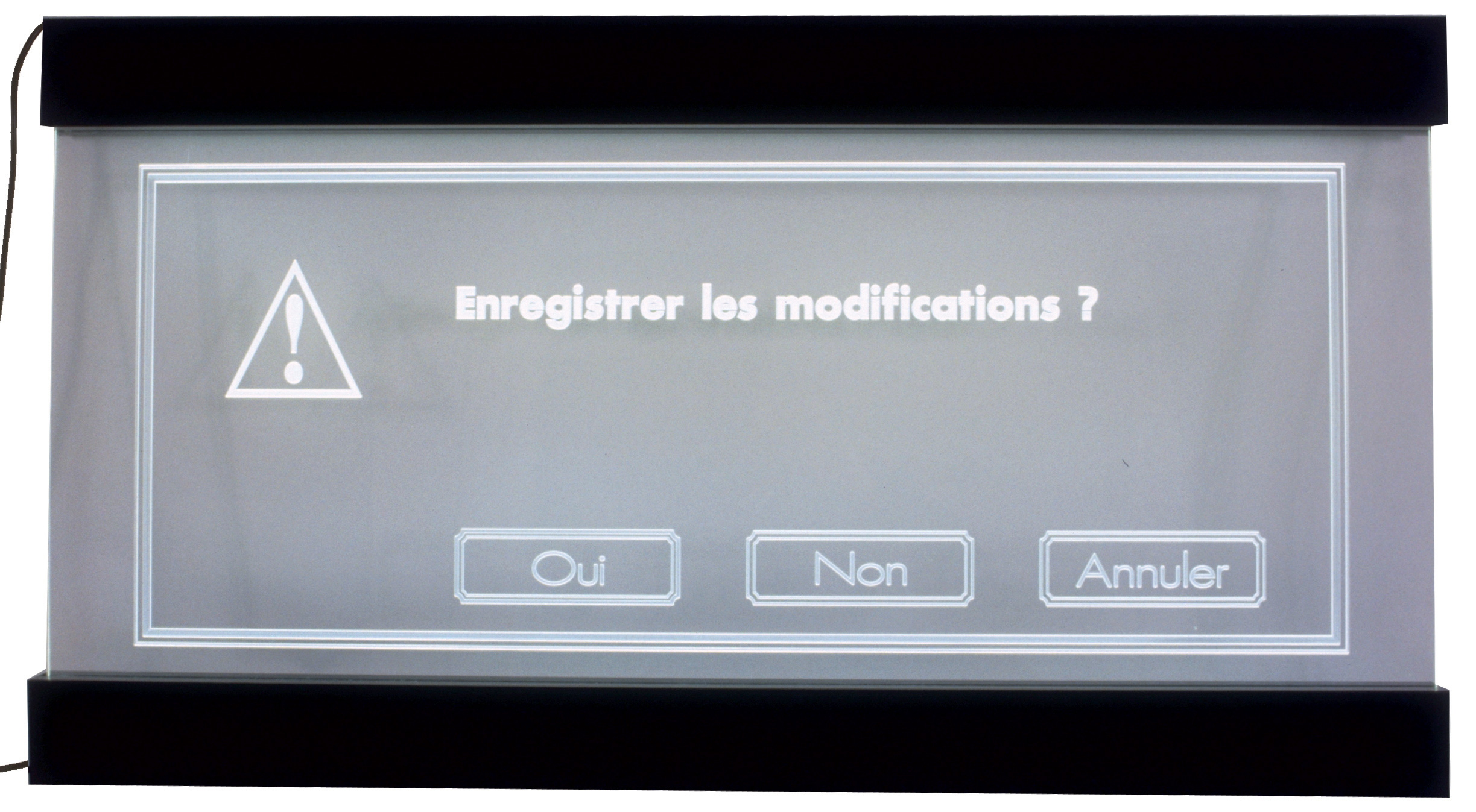 Art partner 5 Technique mixte, plexiglas gravé et sablé, éclairage néon, 110 x 110 cm