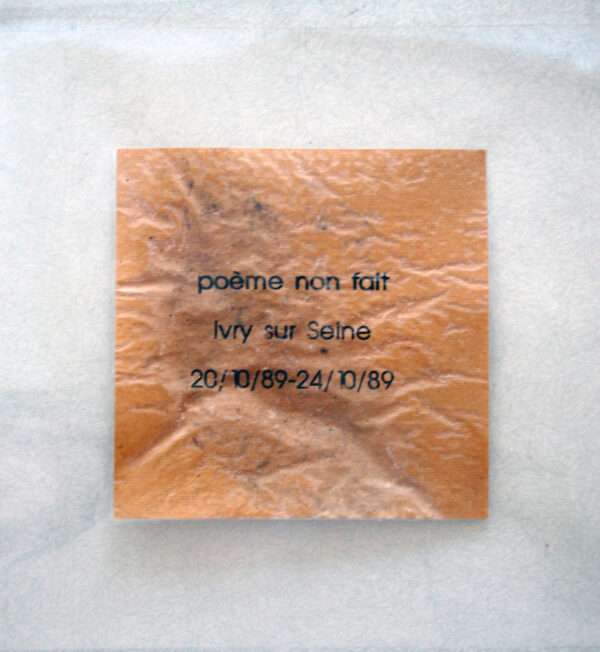 Poème non fait Impression sur kraft soumis aux intempéries extérieures 30 x 30 cm