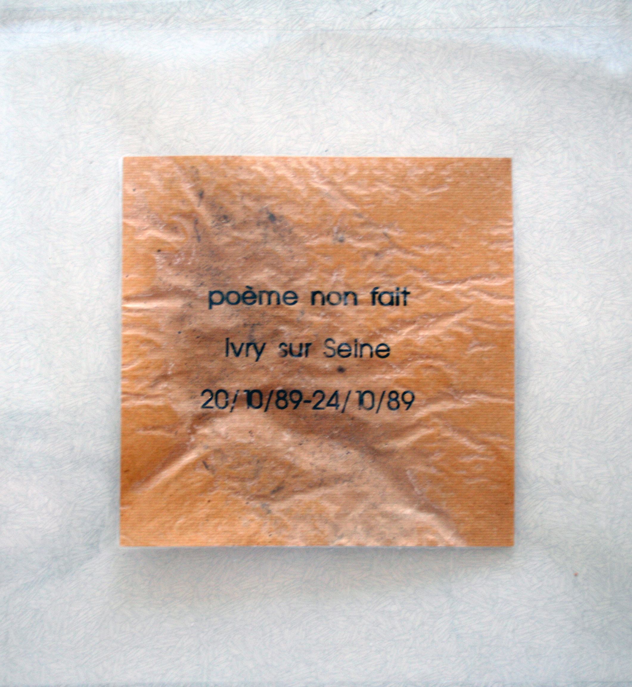 Poème non fait Impression sur kraft soumis aux intempéries extérieures 30 x 30 cm